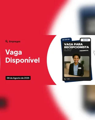 Vaga de recepcionista no IMD com benefícios CLT - Imagem