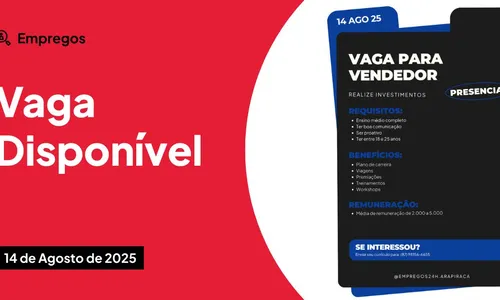 Vaga para vendedor com ensino médio e até R$ 5 mil