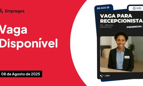 Vaga de recepcionista no IMD com benefícios CLT