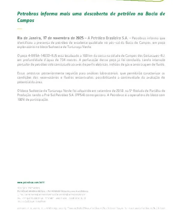 Petrobras descobre mais reservatório de petróleo na Bacia de Campos