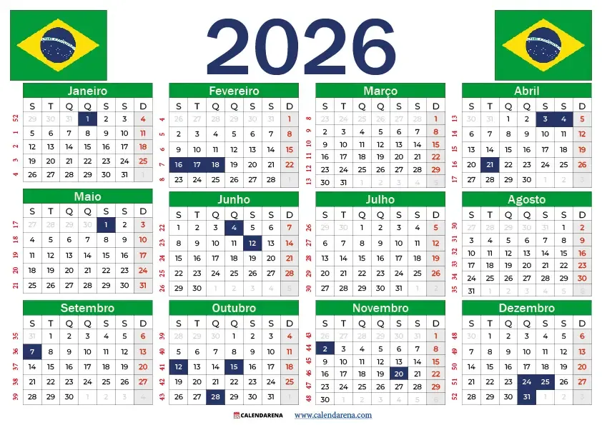 Imagem ilustrativa da imagem Confira os feriados nacionais e pontos facultativos de 2026